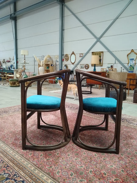 Set Van 2 Vintage Boho Bamboe Stoelen - Art Deco Stijl