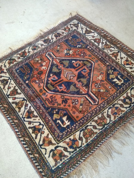 Vintage Boho Handgeknoopt Tapijt Vloerkleed, 110 X 107 Cm - RELIVING