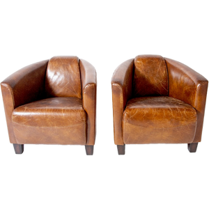 2 X Aviator Fauteuils, Cognac Generfd Vintage Leer