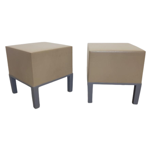 2X Quinze & Milan Primary Pouf Kruk Voetenbank Taupe Design