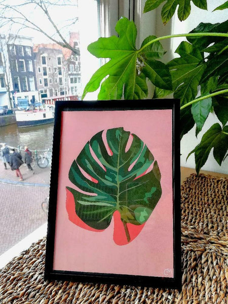 Digitaal handgeschilderde Monstera Deliciosa blad - RELIVING