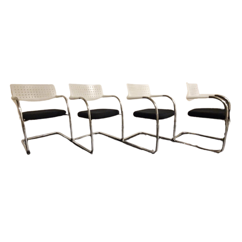 4X Vitra Visavis Stoel Wit/Zwart