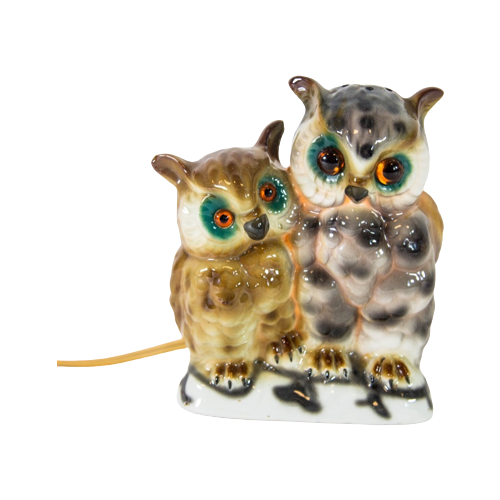 50'S Perfume Lamp | Owls On Book | Made In East-Germany