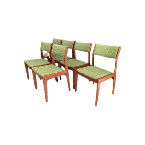 6 Teak Green Dining Chairs By Imha 1960S