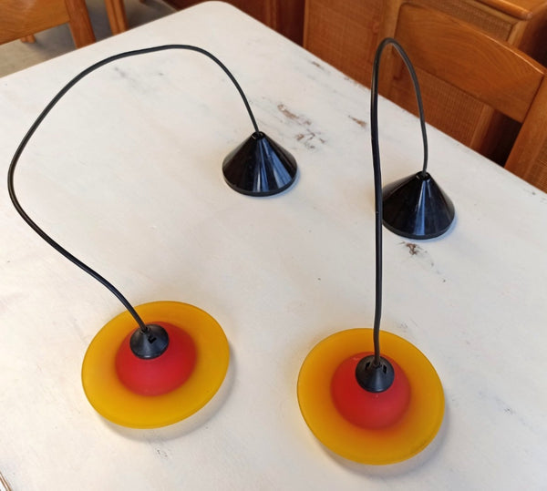 Set Van 2 Vintage Glazen Hanglampen