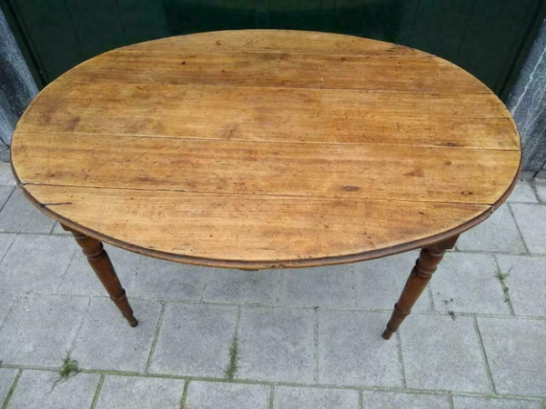 Antieke vintage ovaal grenen eettafel /tafel - RELIVING