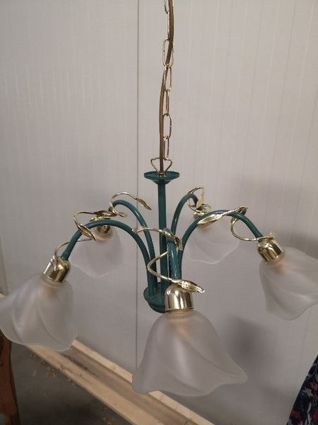 Hanglamp Bloemen Groen & Messing