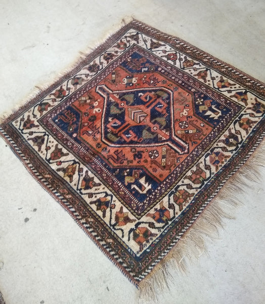 Vintage Boho Handgeknoopt Tapijt Vloerkleed, 110 X 107 Cm - RELIVING