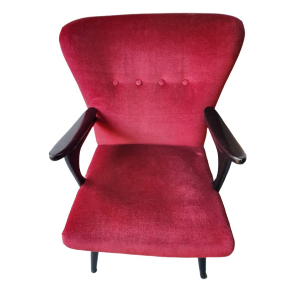 Velours Stoel Fauteuil Vintage Retro Jaren '60 Deens - RELIVING