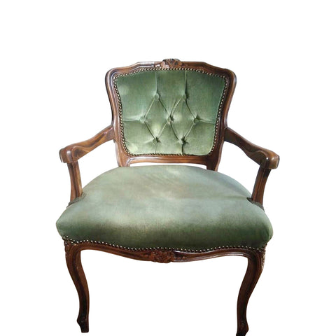 Vintage fauteuiltje groene velours - RELIVING