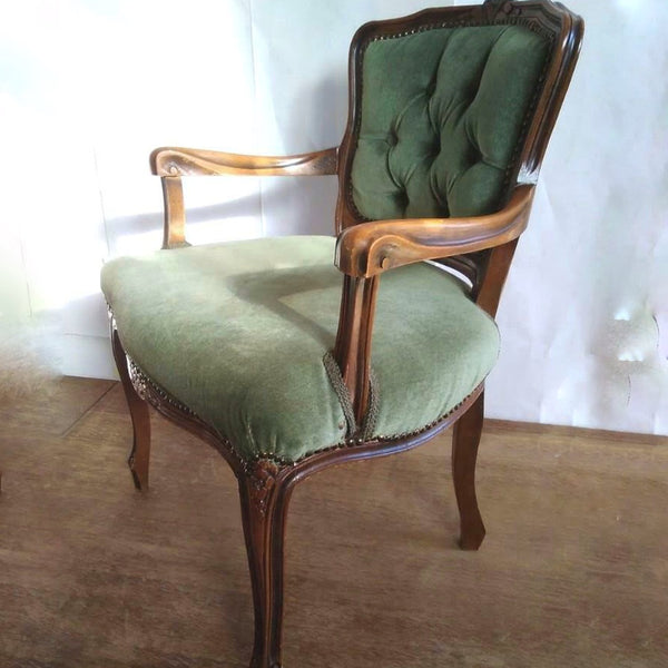 Vintage fauteuiltje groene velours - RELIVING