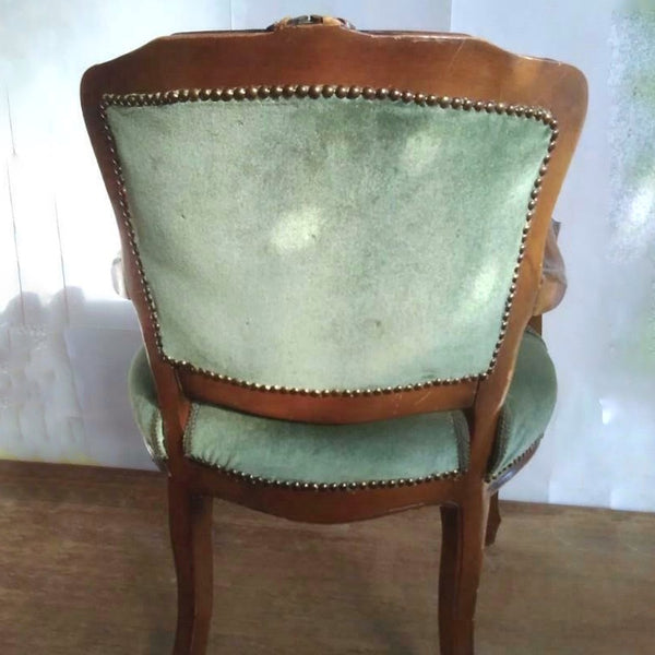 Vintage fauteuiltje groene velours - RELIVING