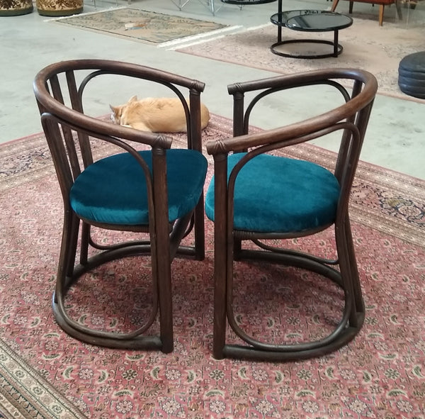 Set Van 2 Vintage Boho Bamboe Stoelen - Art Deco Stijl