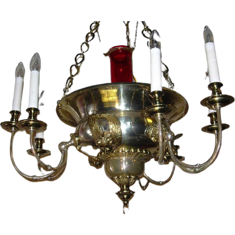 Antieke Verzilverde Godslamp, Kerk Lamp Met Engelen