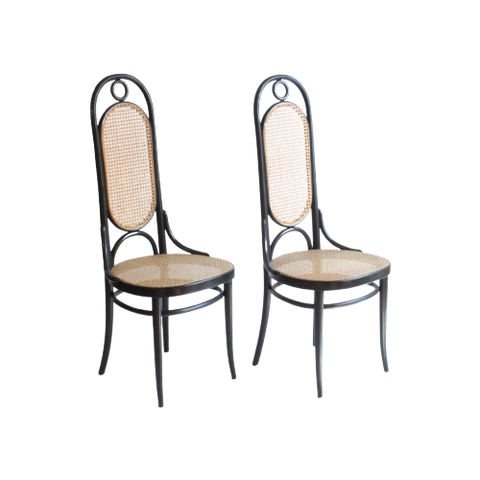 Bentwood And Cane “Long John” 207R Chairs By Michael Thonet, Set Of Two