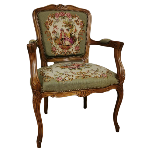 Brocante Franse Louis Xv Stoel, Fauteuil, Dames Stoeltje