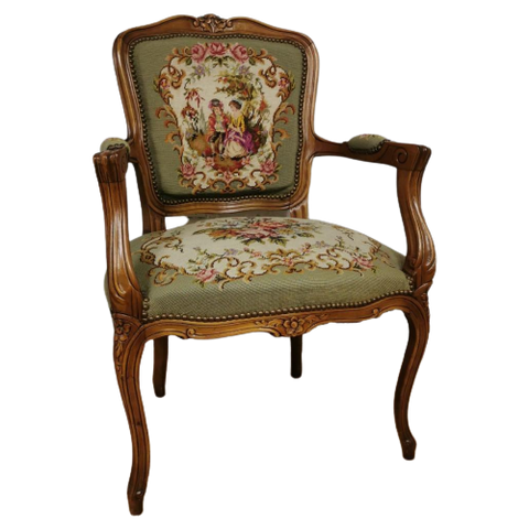 Brocante Franse Louis Xv Stoel, Fauteuil, Dames Stoeltje