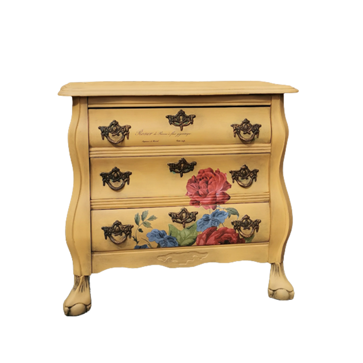 Buikkast - Geel - Met Bloemen Motief | Commode