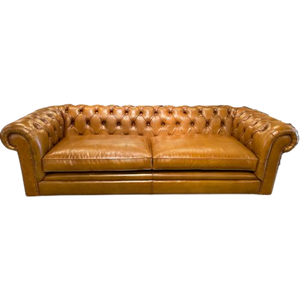 Chesterfield Bank 3,5 Zits Cognac Leer  Nieuw