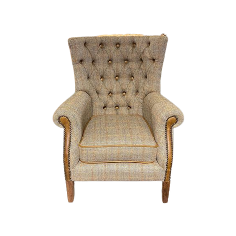 Chesterfield Fauteuil Hartis Tweed Met Leer