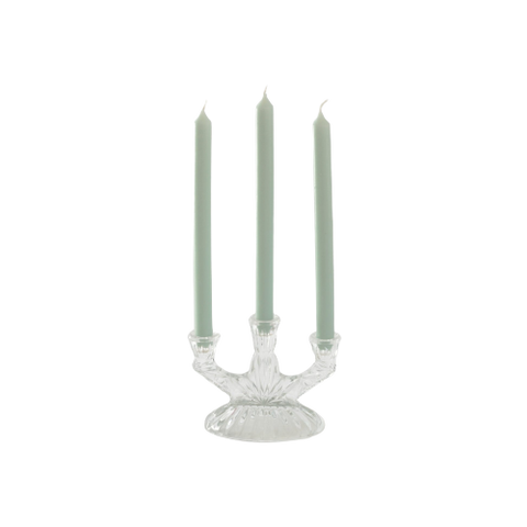 Crystal Glass 3-Arm Candle Holder