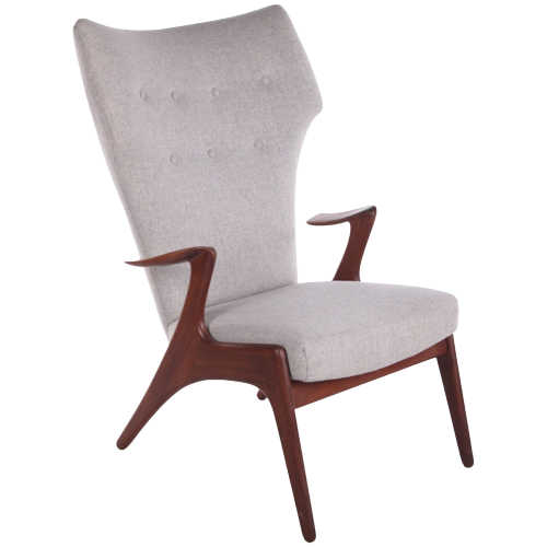 Danish Wing Chair In Teakwood By Kurt Østervig, 1950S