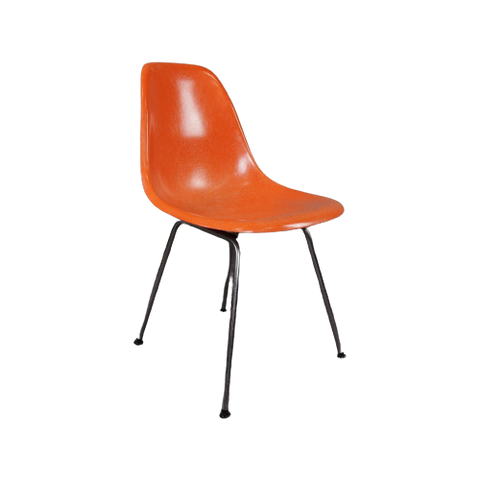 Eames, Herman Miller Dsx Fiberglass Stoel, Red Orange