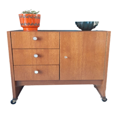 Dressoir / Wandkast Met Wieltjes - Jaren '50