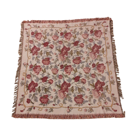 Gf115 Foulard Kleed Rozen Beige Roze Tint 140/133 Ex Franje