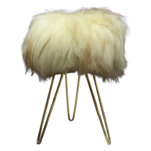 Goat Leather Yellow Stool On Hairpin Legs 1960S