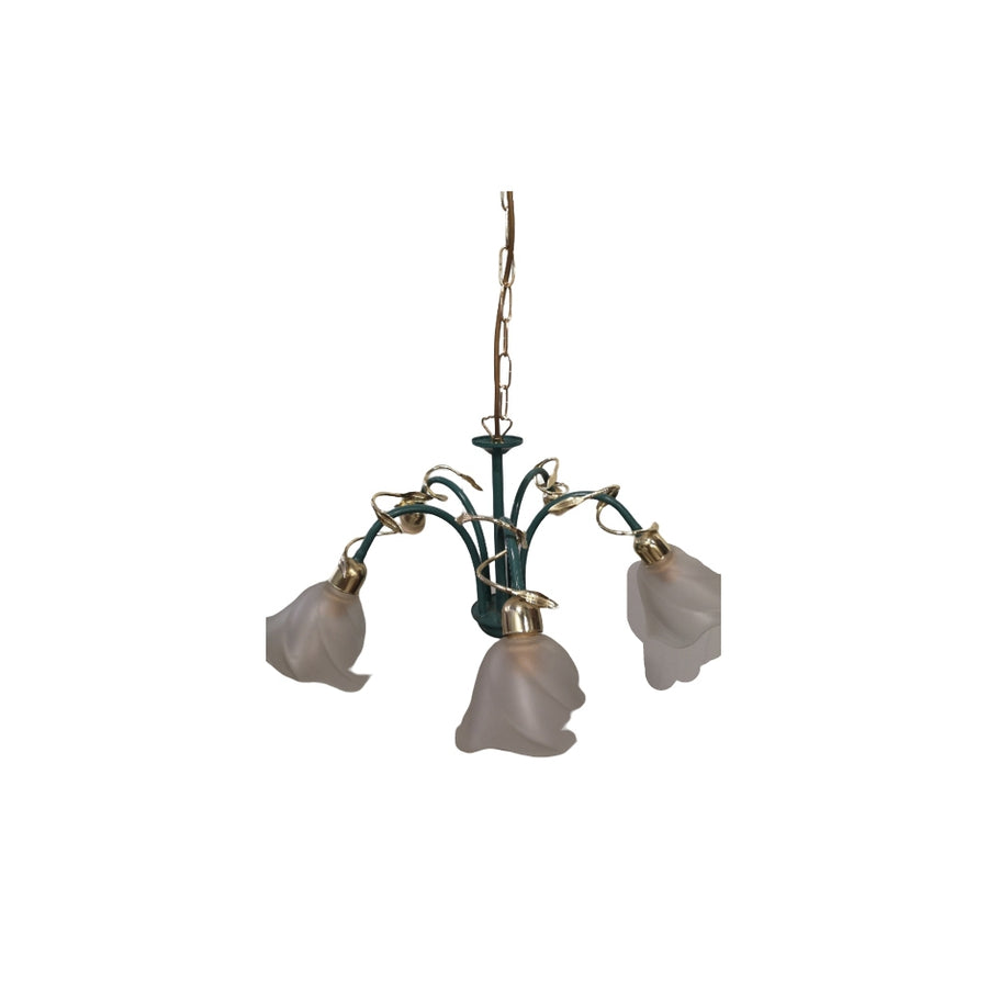 Hanglamp Bloemen Groen & Messing