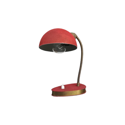 Jaren '50 Bureaulamp Rood / Messing