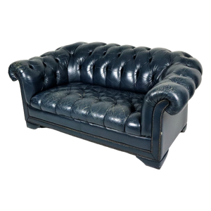 Karaktervolle Blauwe Chesterfield Zetel Leder Tweepersoons 165Cm