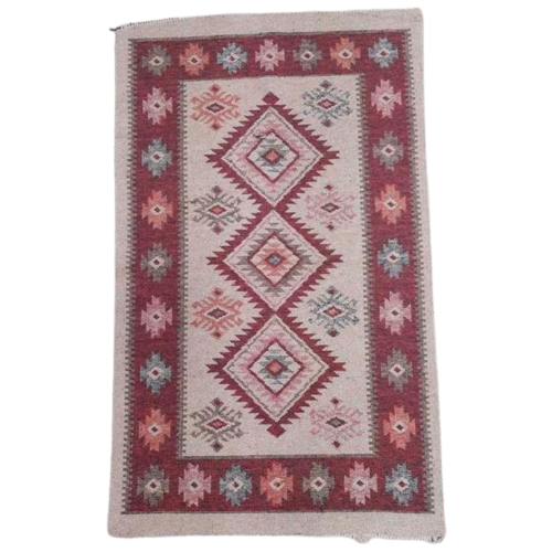 Kelim Kilim Kleedje Beige Rozerood Abstracte Print 117/71