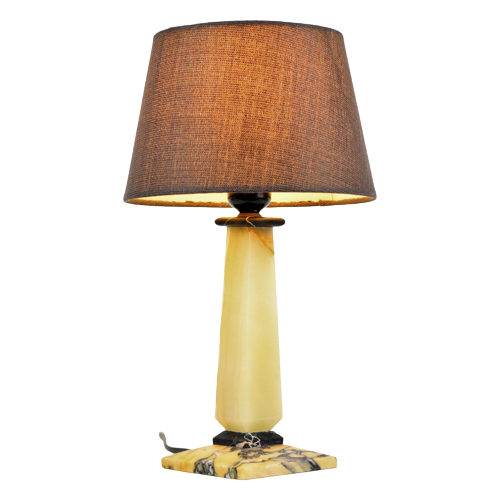 Kleine Originele Tafellamp Geaderd Marmer Leeslamp Onyx 26Cm