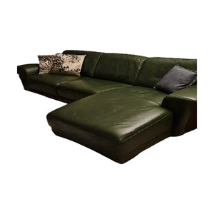 Lederen Bank Met Chaise Lonque En Fauteuil