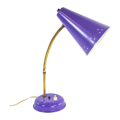 Midcentury Table Lamp | Purple And Brass | Vintage 60'S