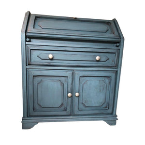 Mooie Opgeknapte Denim Blauwe Secretaire