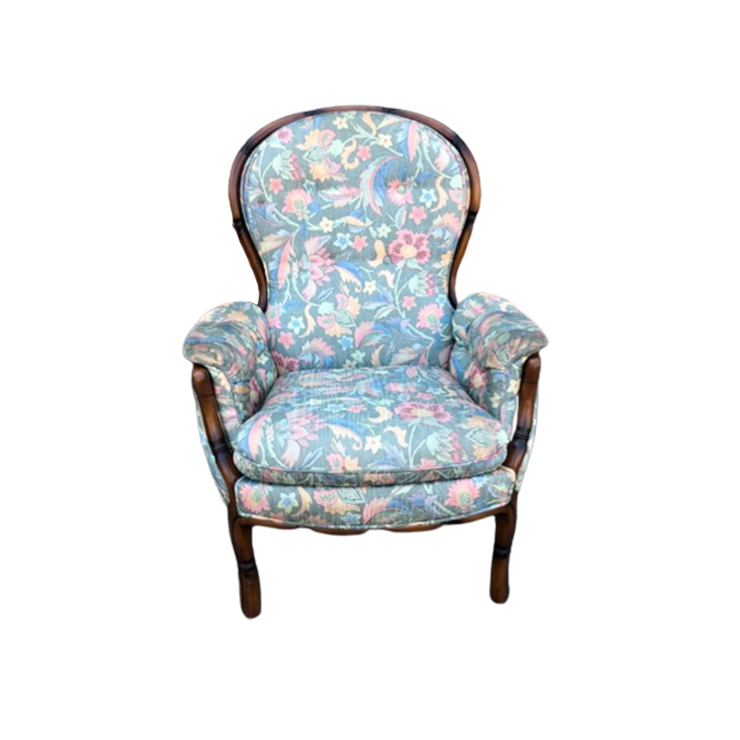 Noten Barok Fauteuil Gestoffeerd Met Botanische Printen