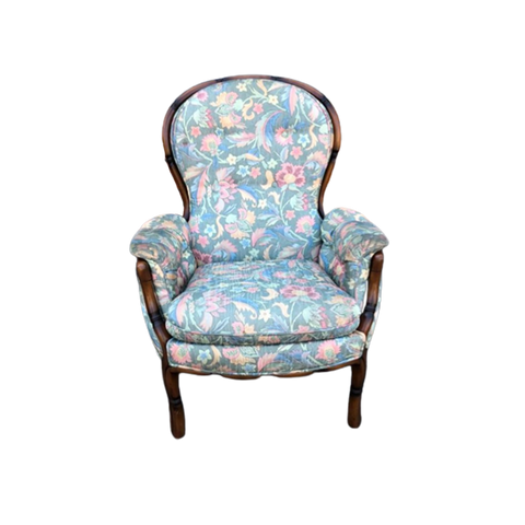 Noten Barok Fauteuil Gestoffeerd Met Botanische Printen