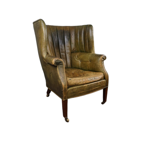 Onvoorstelbaar Mooi Gepatineerde Antieke Wingback Bibliotheekstoel, Oorfauteuil