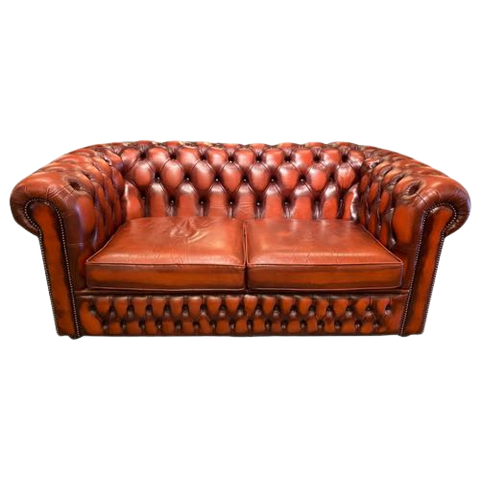 Originele Chesterfield 2 Zits Bank Rood Bruin