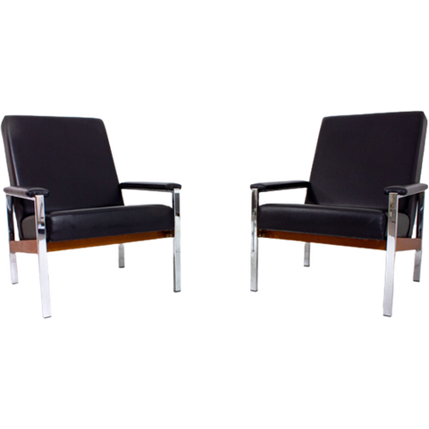 Pair Of Black Leather Executive Chairs