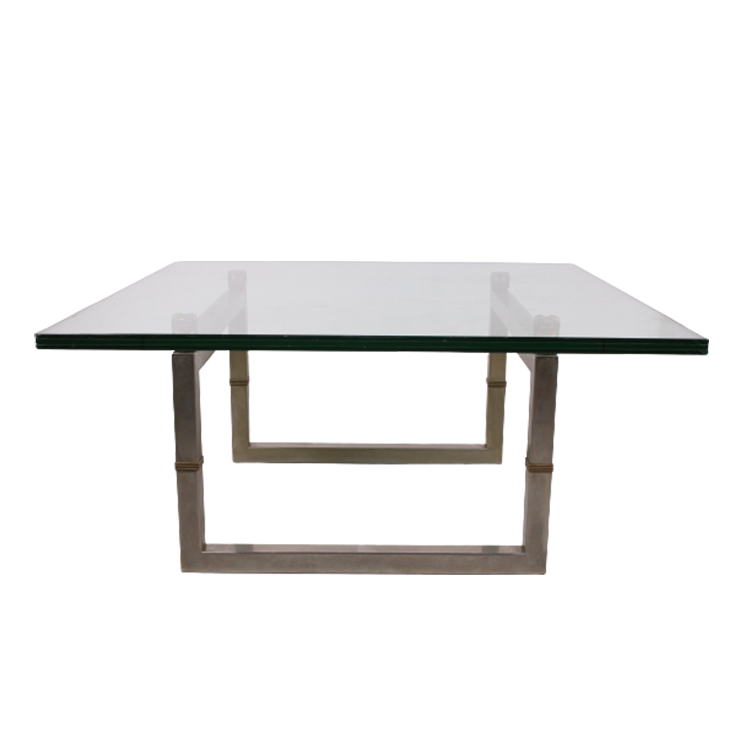 Peter Ghyczy Glazen Salontafel Met Roestvrij Stalen Frame Biri T29