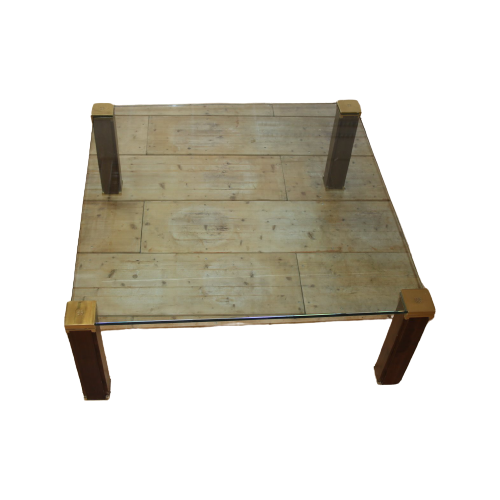 Peter Ghyczy Salontafel Met Houten Poten 120 X 120 Cm