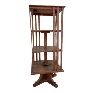 Prachtige Antieke Boekenmolen, Eiken, 128 Cm Hoog