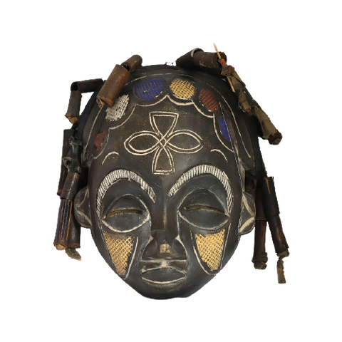 Prachtige Antieke Gekleurde Afrikaanse Rasta Masker, Eerste Helft Van De 20E Eeuw.