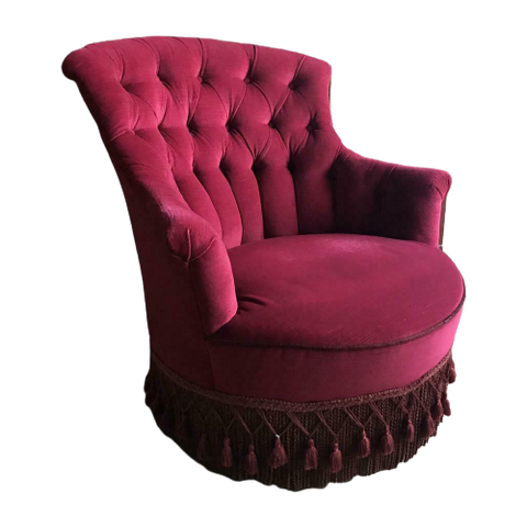 Prachtige Boudoir Fauteuil Met Franje Regency Vintage