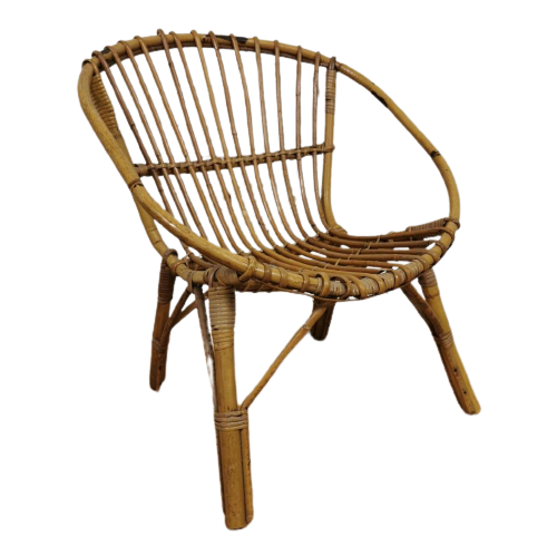 Rieten, Rotan Kinderstoel Bohemian, Boho Kinderfauteuil