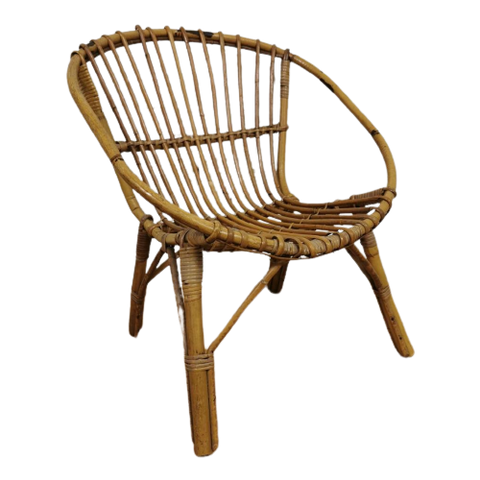 Rieten, Rotan Kinderstoel Bohemian, Boho Kinderfauteuil